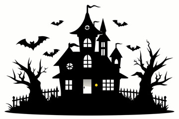 halloween home silhouette black vector