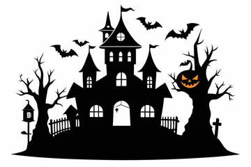 halloween home silhouette black vector