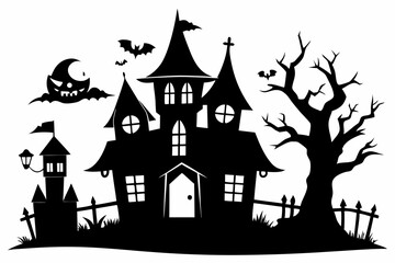 halloween home silhouette black vector