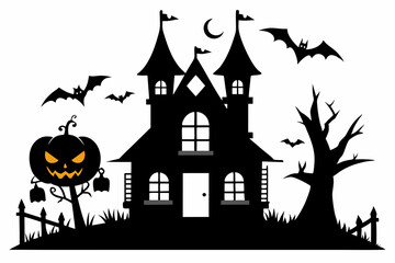 halloween home silhouette black vector