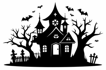 halloween home silhouette black vector