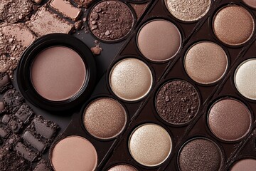 A Luxurious Display of Earthy Neutrals  A High-End Makeup Palette and Loose Powder for Effortless Everyday Elegance