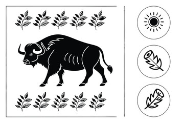Vintage Hand-Drawn Buffalo Illustration in Woodcut Engraving Style

