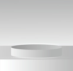 Abstract white room with realistic white cylinder pedestal podium vector temp0late