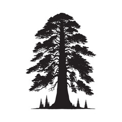 Elegant Vector Silhouette of Redwood Tree: Nature’s Majestic Beauty in Detailed Graphic Design - Redwood tree vector - Redwood tree illustration.