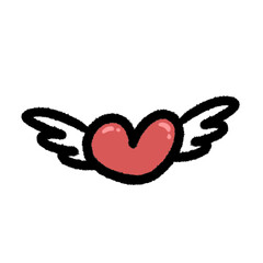 love heart wing png cute cartoon handwrite design kid and art doodle outline element