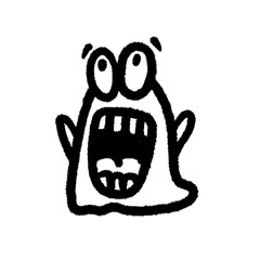 monster wow png cute cartoon handwrite design kid and art doodle outline element