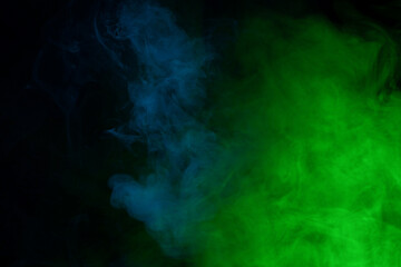 Blue and pink steam on a black background.