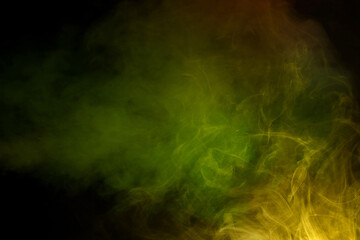 Red and green steam on a black background.