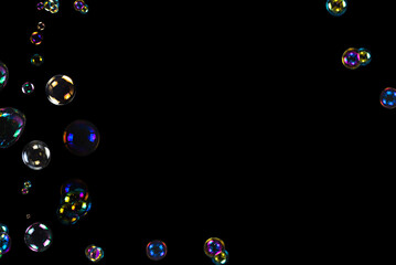 Soap bubbles isolated on a black background