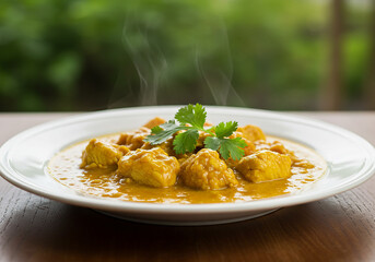 chicken curry plate hot served