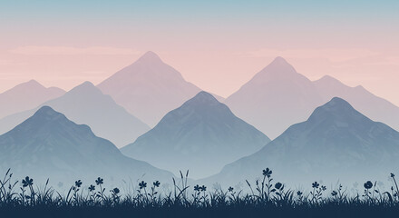 2D game background mountain view