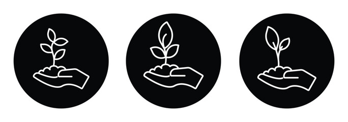 hand holding tree plant silhouette style. flat design.