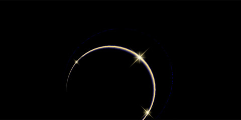 Black luxury background with golden line elements and light ray effect decoration and bokeh.