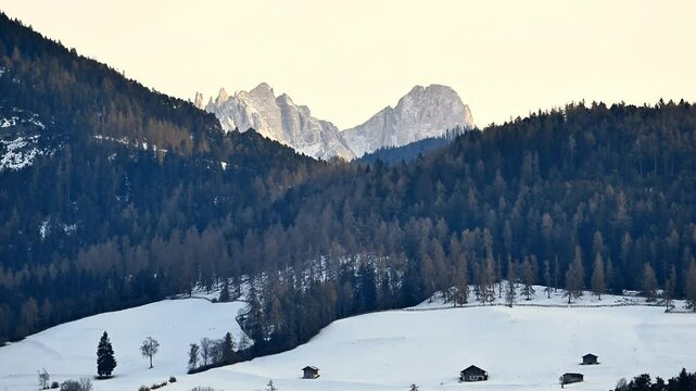 Panorama of the Dolomites and the villages of Alto Adige. Fi&eacute; allo Sciliar