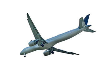 Airplane white and red isolated on white background with clipping path. Element for design.