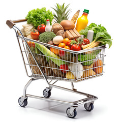shopping cart full of vegetables