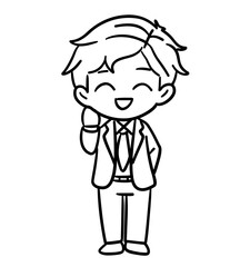 cute business man acting say hi illustration