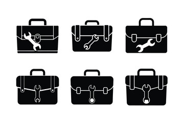briefcase wrench vector art silhouette
