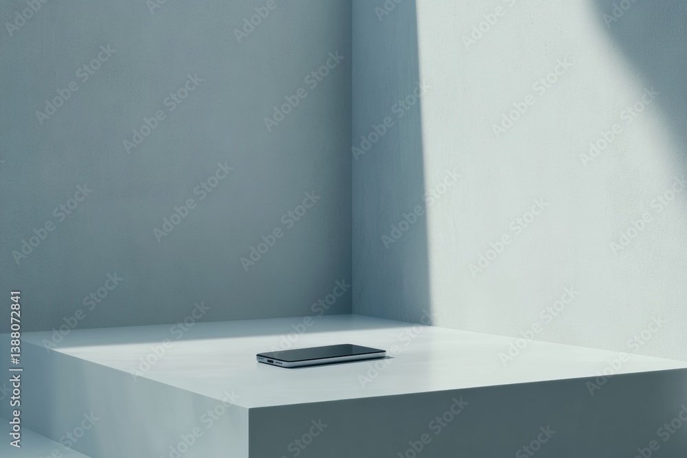Leinwandbilder sleek modern smartphone on a white surface with diffused lighting creating a minimalist technology a