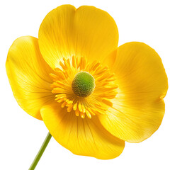 Bright Yellow Buttercup Flower Isolated on Transparent Background