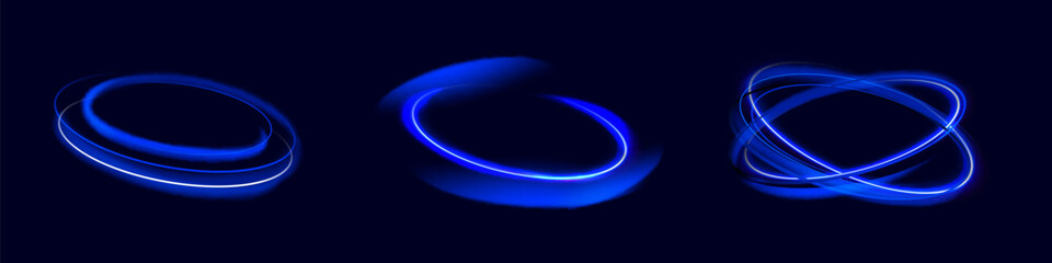 Light blue twirl. Curve light effect of blue line. Luminous blue circle portal. Vector