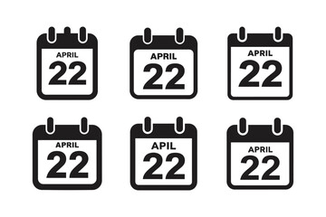 calendar april 22 marked vector art silhouette