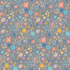 Seamless pattern with small flowers for children's and women's clothing in vector on a white background