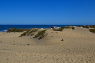 The Maspalomas Dunes (spanish: Dunas de Maspalomas). Sand dunes located on the south coast of the island of Gran Canaria, Spain. 