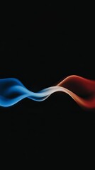 Abstract wave design in blue, white, and red colors on a black background, creating a dynamic visual effect.