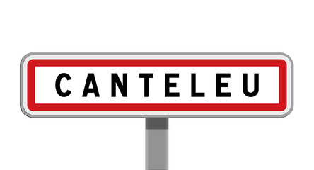 Panneau sur poteau central de ville de Canteleu, Seine-Maritime