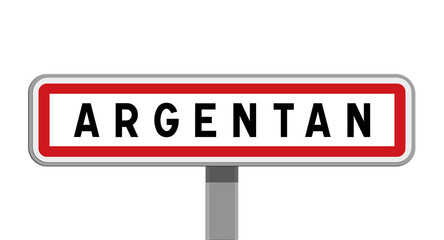 Panneau sur poteau central de ville d’Argentan, Orne