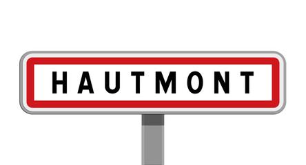 Panneau sur poteau central de ville de Hautmont, Nord