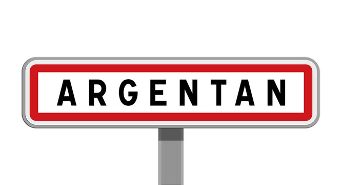 Panneau sur poteau central de ville d&rsquo;Argentan, Orne