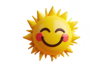 Bright yellow smiling sun with cheerful expression