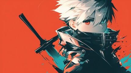 Stylish Anime Boy with Sword
