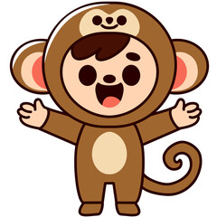 kid with monkey costume