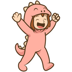 Girl with dino costume