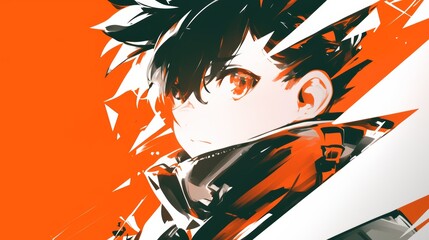 Obraz premium Fiery Anime Boy: A Bold Digital Painting