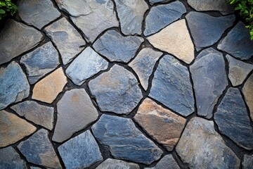 Fototapeta premium An overhead view of a natural stone pathway surface