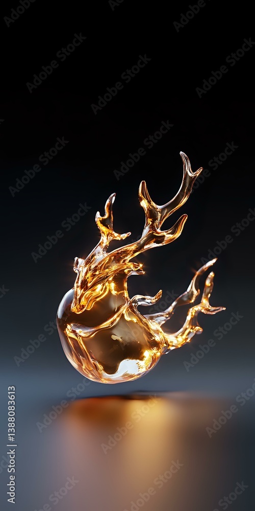 Poster liquid gold splash frozen in motion against dark background, dynamic fluid sculpture with elegant cu