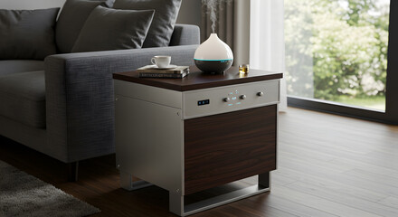 Modern Living Room with Aromatherapy Diffuser on Side Table Interior Design