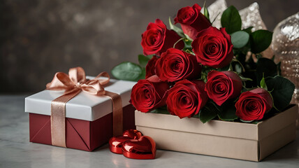 gift box and rose
