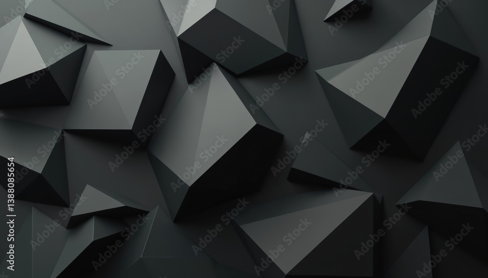 Poster abstract composition with dark geometric shapes, black color. modern minimalist design. three-dimens
