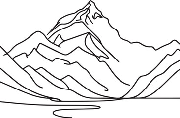 Line Drawing of Mount Everest. A Stunning Vector Art of the Himalayas