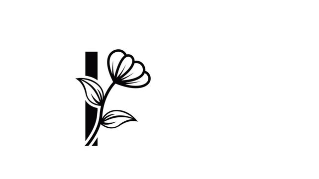 Line Art Letters. Continuous one line drawing with flower lines Vector illustration. looping video