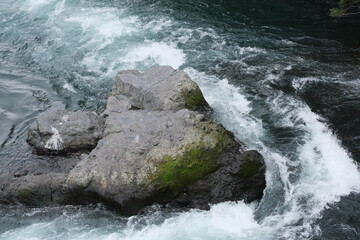 waves crashing on rocks