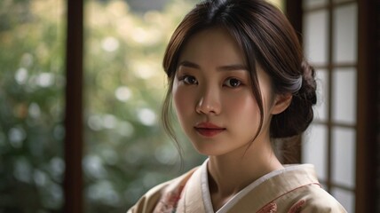 a Japanese girl in traditional dress.