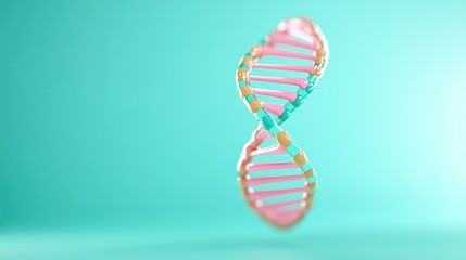 Stylized DNA Helix on Turquoise Background Illustrates Genetic Science and Biotechnology