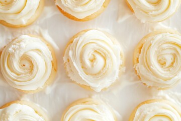 Delicate Floral-Shaped Cream Cheese Cookies with a Whipped Cream Swirl, Ready to Delight Your Taste Buds